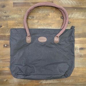 Bella Russo gray and brown canvas large travel tote bag